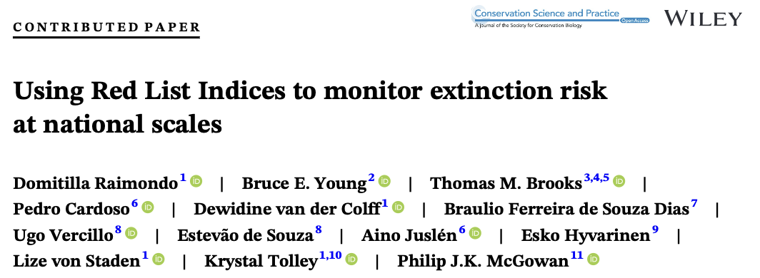 Article header: Using Red List Indices to monitor extinction risk at national scales