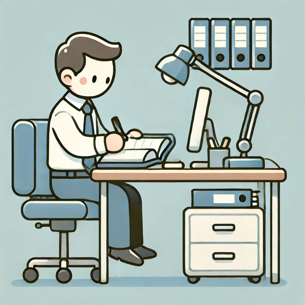 An office worker sitting at a desk.